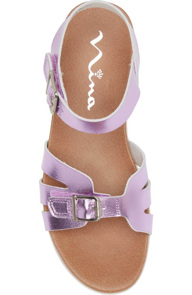 Nina Kids' Lacey Metallic Strappy Sandal, Alternate, color, Purple Metallic