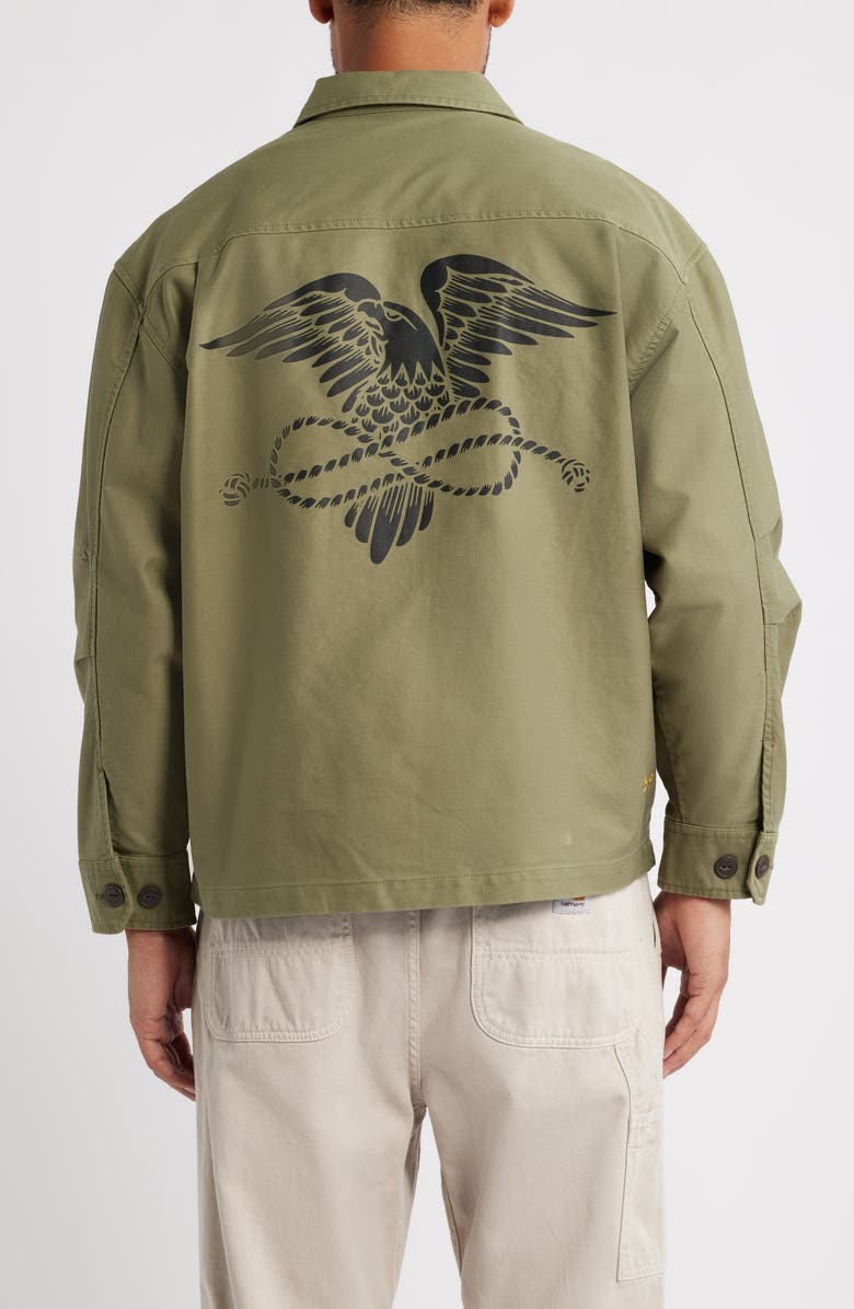 DARK SEAS Corporal Zip-Up Cotton Canvas Worker Shirt, Alternate, color, Olive