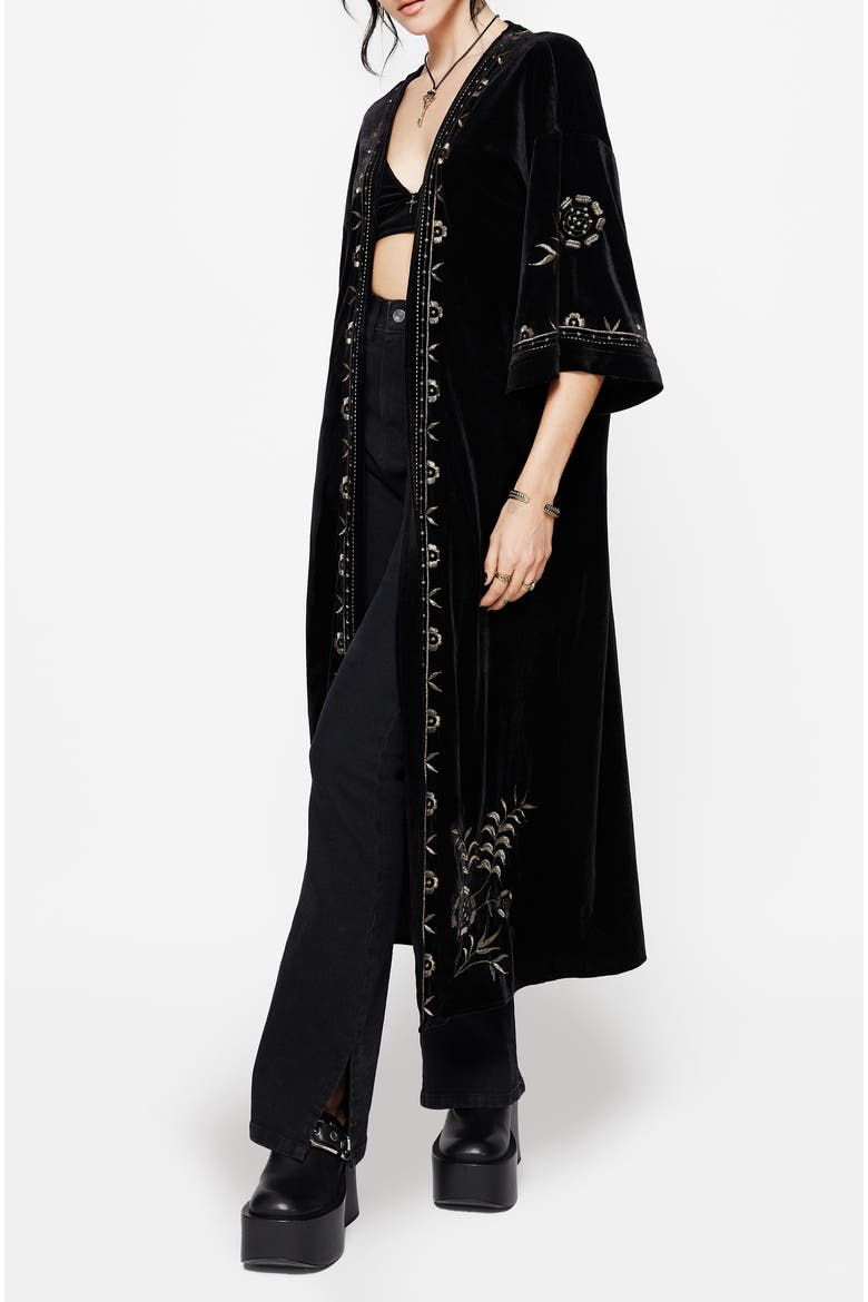 Kobra Velvet Snake Longline Robe, Alternate, color, Black