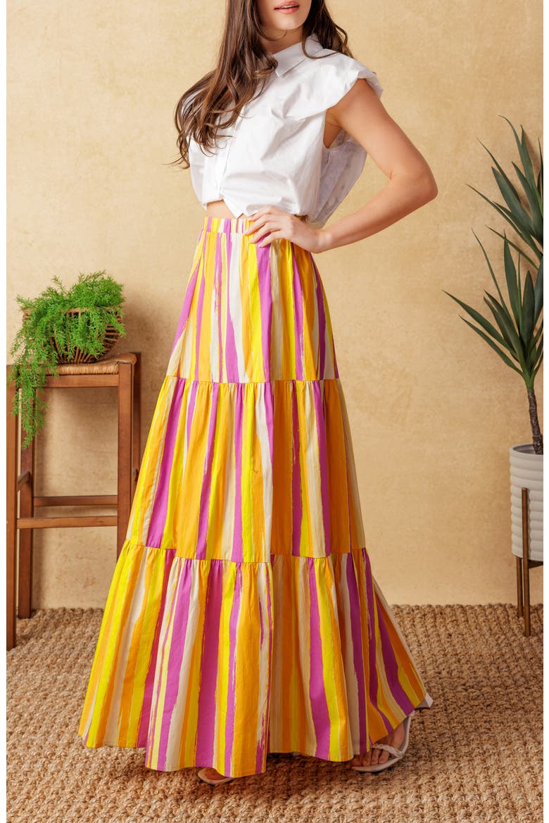 Poplin Maxi Skirt, Alternate, color, MAGENTA ORANGE