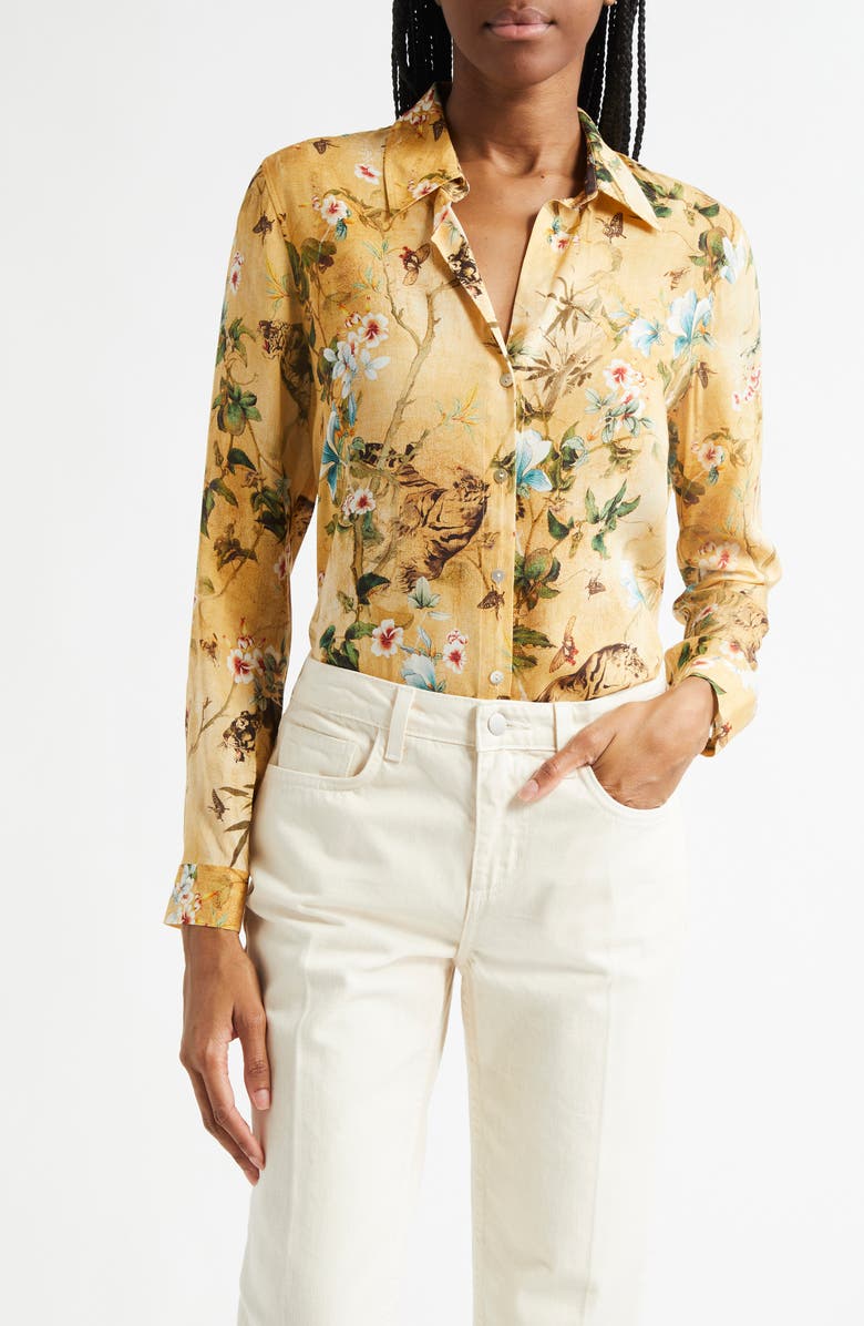L'AGENCE Holly Floral Button-Up Shirt, Main, color,