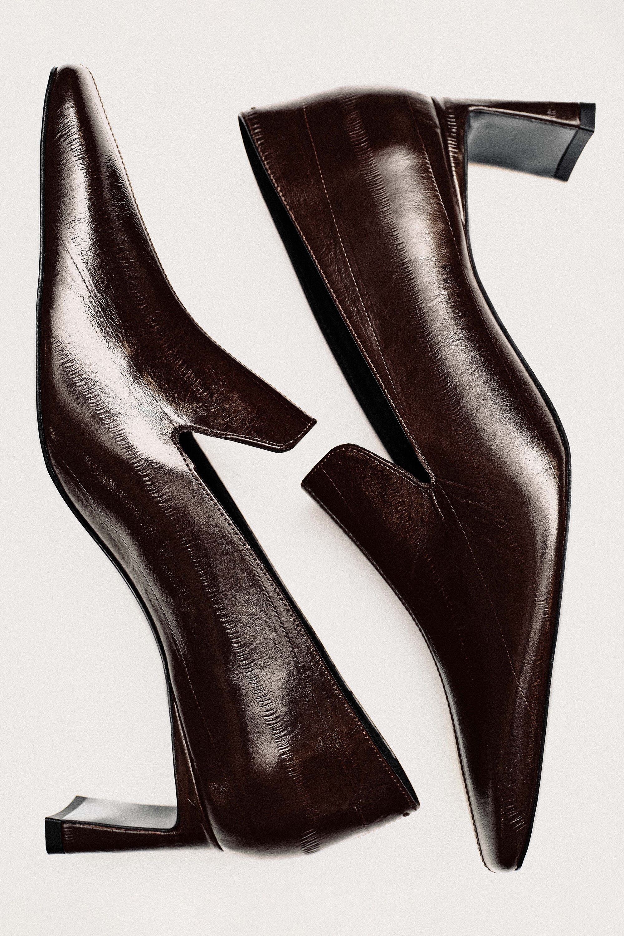 Angular Leather Heeled Loafers, Alternate, color, BROWN / EEL EFFECT
