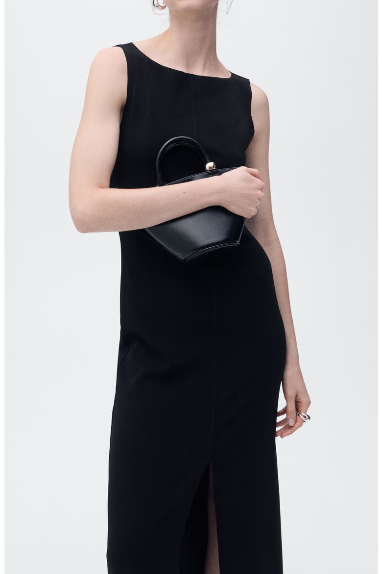 Bateau Neck Sleeveless Maxi Dress, Alternate, color, BLACK