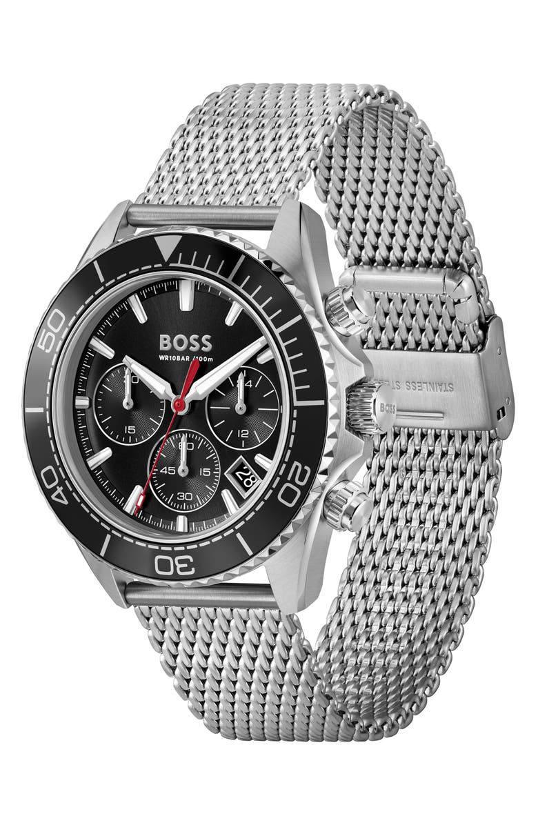 BOSS Sealiner Chronograph Mesh Strap Watch, 44mm, Alternate, color, 