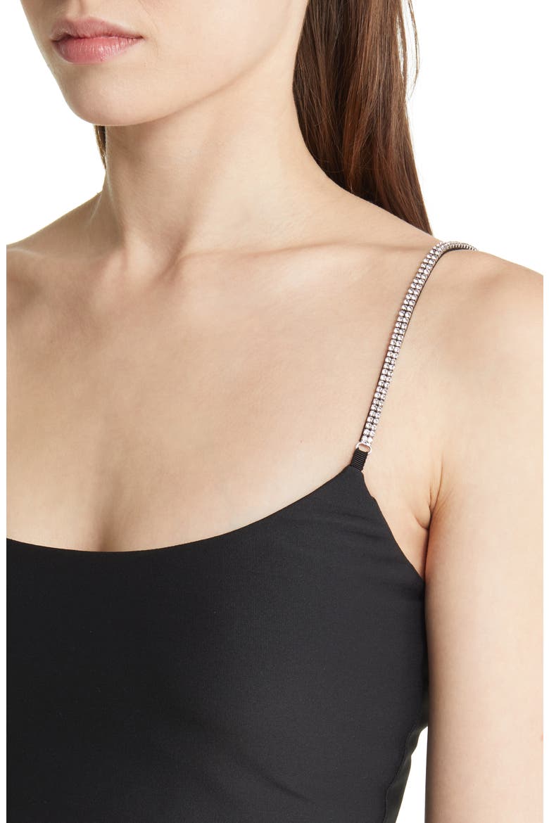 Hugo Rhinestone Strap Crop Top, Alternate, color, BLACK