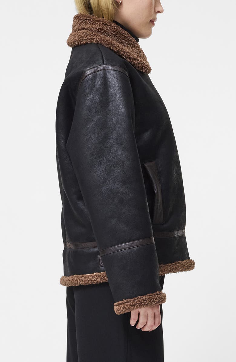 French Connection Faux Shearling Jacket, Alternate, color, Black Brown
