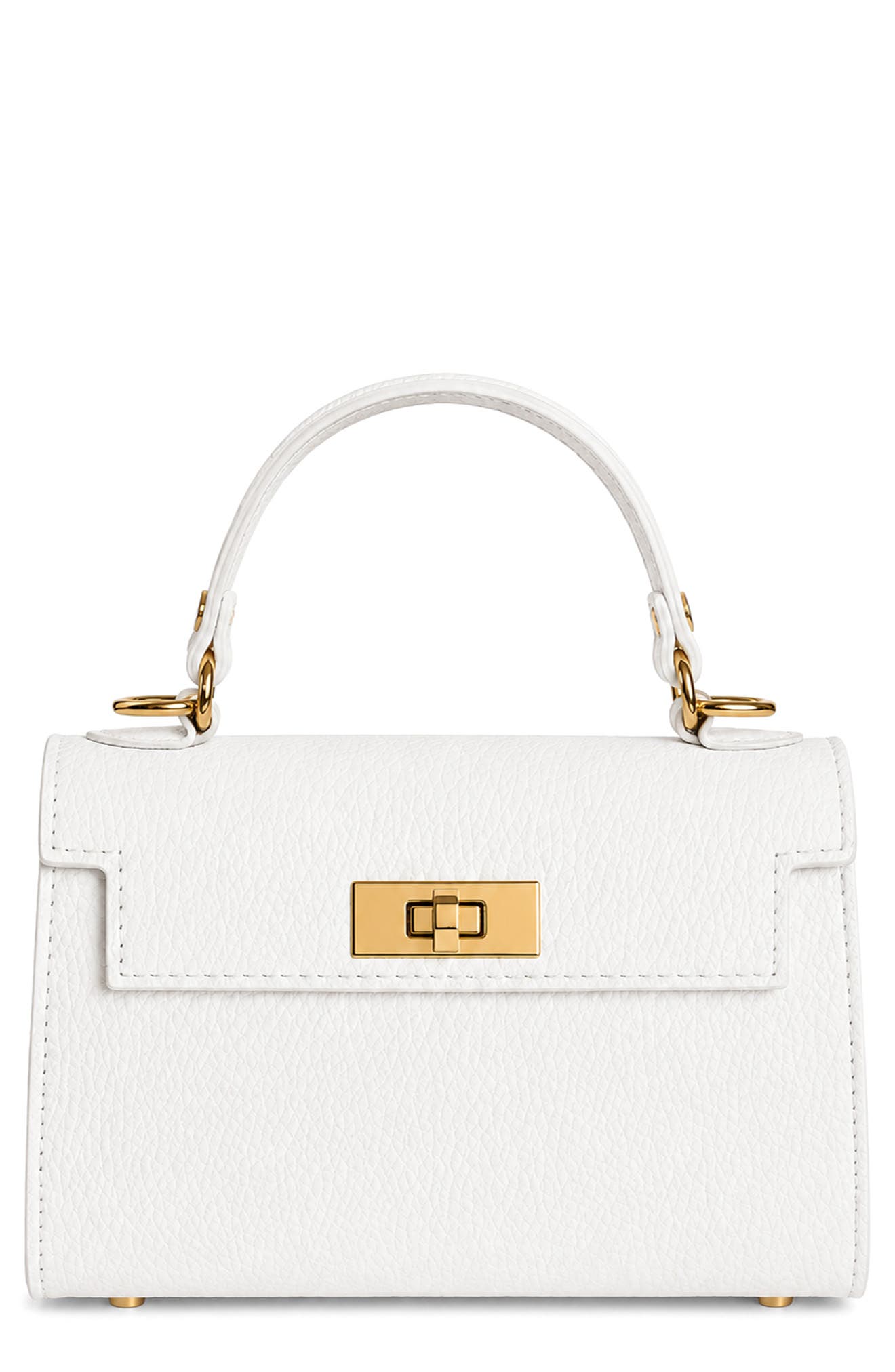 Allegra Leather Top Handle Bag, Main, color, WHITE