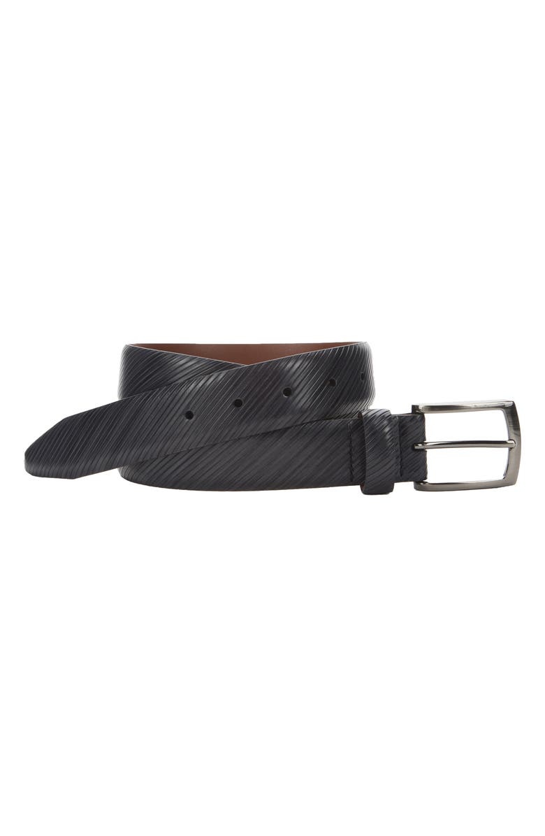 Johnston & Murphy Diagonal Etched Leather Belt, Main, color, 