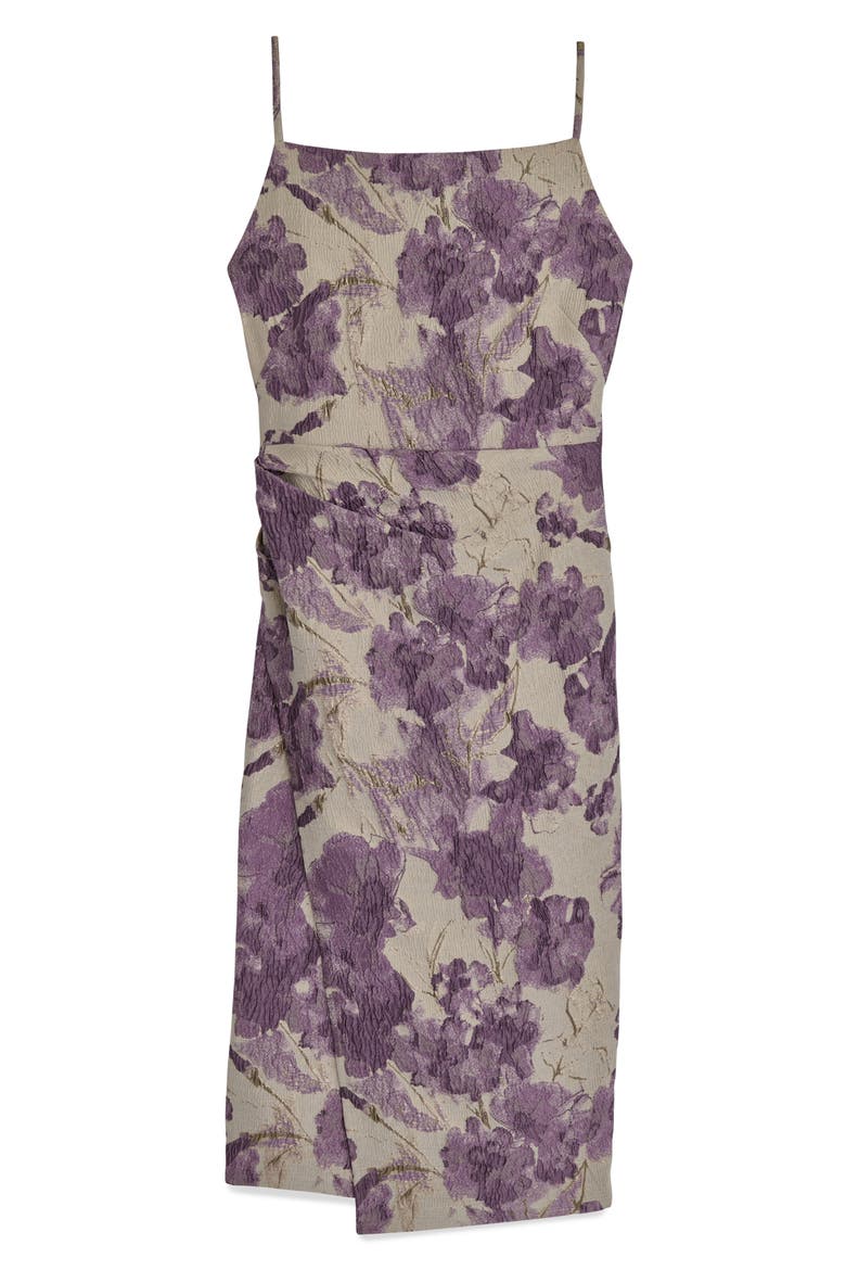 Floral Metallic Jacquard Midi Dress, Alternate, color, WISTERIA M