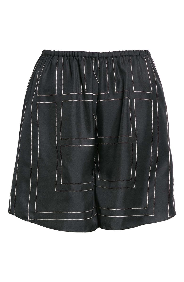 TOTEME Monogram Pull-On Silk Shorts, Alternate, color, Black Monogram