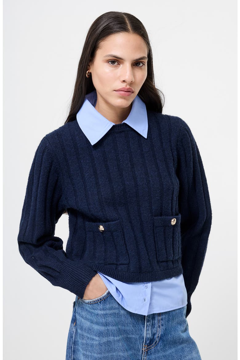 Ellie Collar Layered Sweater, Alternate, color, MARINE/ ROYAL BLUE