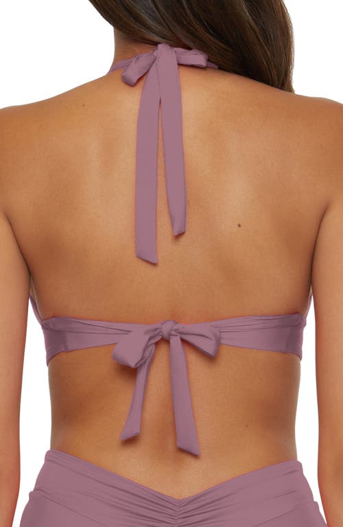 Becca Shirred V-wire Halter Bikini Top In Purple