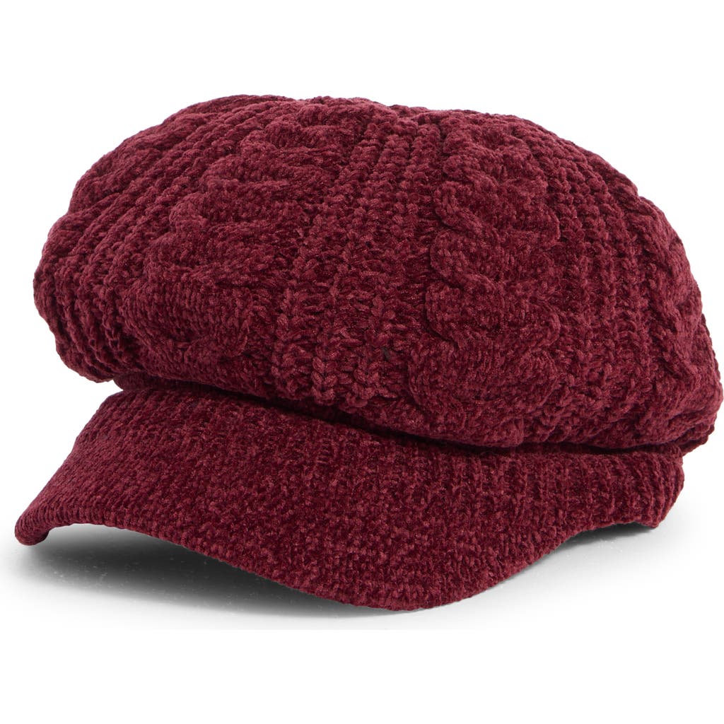 Nine West Chenille Slouchy Cable Knit Cap In Red