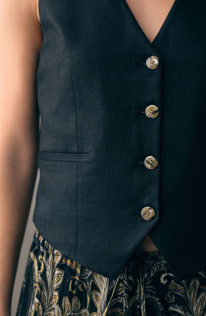 NEXT Button Through Linen Vest, Alternate, color,