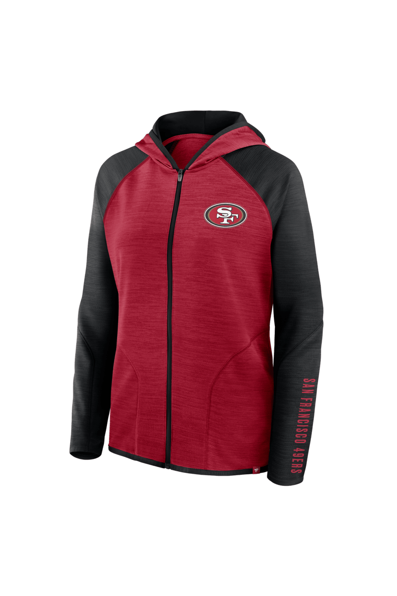Women's Fanatics Scarlet/Black San Francisco 49ers Redzone End Around Pass Raglan Full-Zip Hoodie, Alternate, color, Scarlet