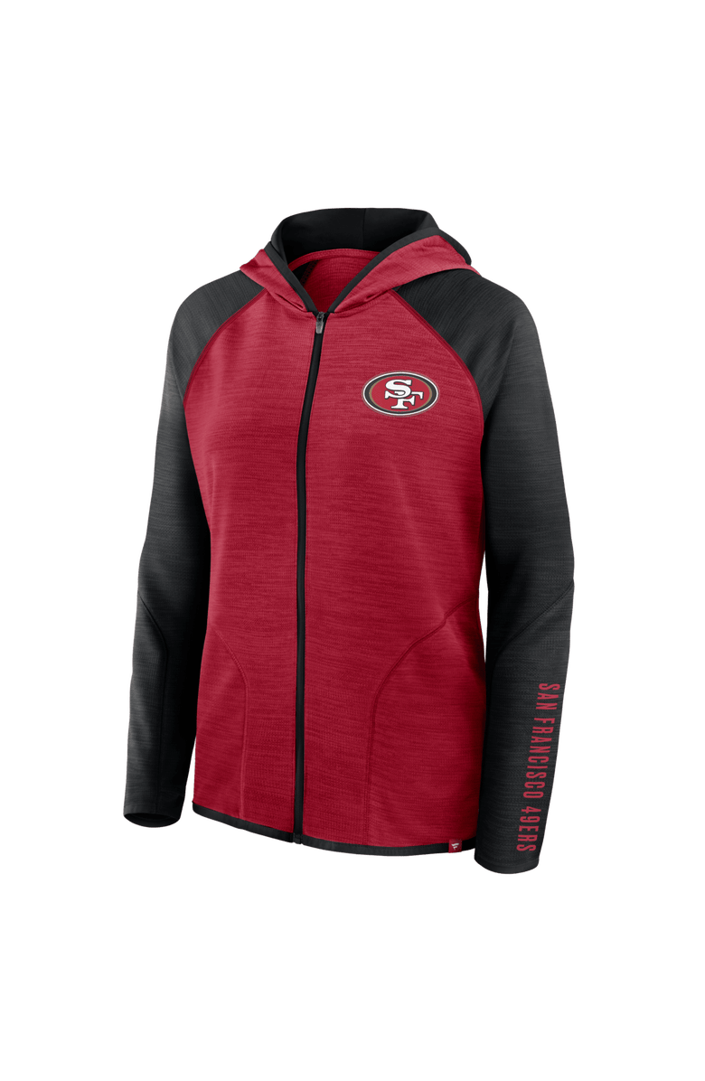 FANATICS Women's Fanatics Scarlet/Black San Francisco 49ers Redzone End Around Pass Raglan Full-Zip Hoodie, Alternate, color, Scarlet