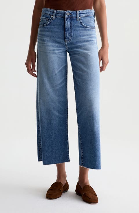 Saige Raw Hem Ankle Wide Leg Jeans