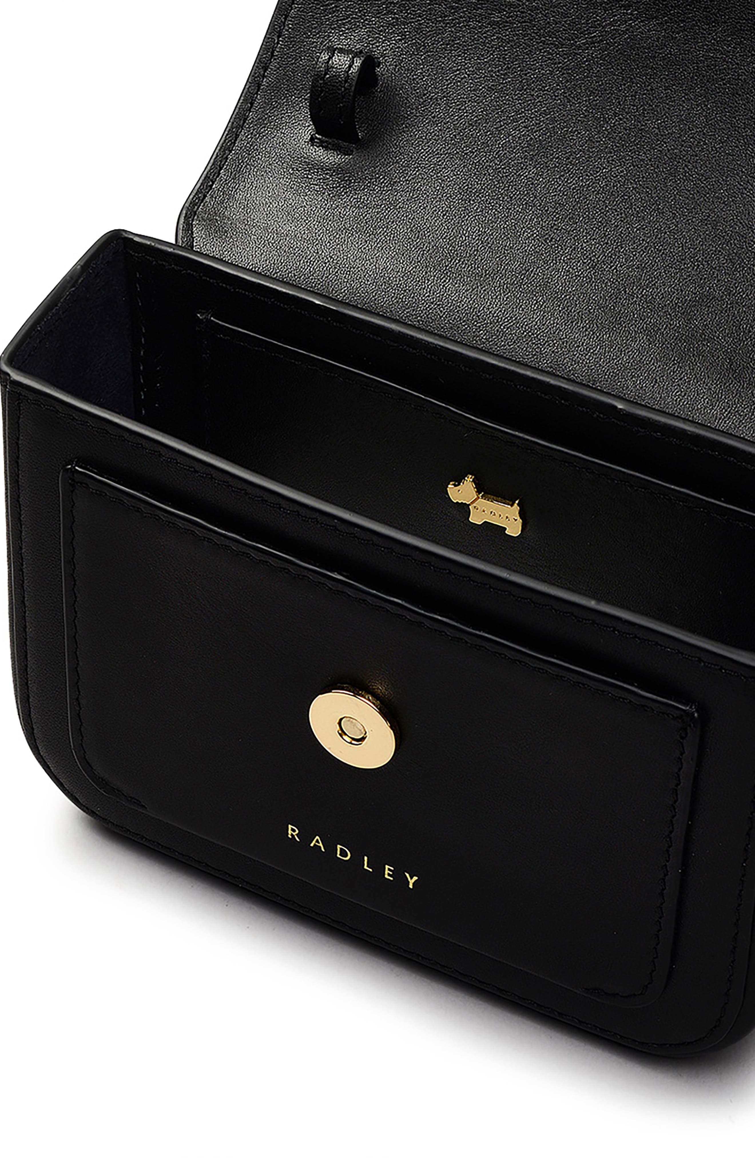 Radley Trinity Square Mini Flapover Crossbody Bag, Alternate, color, Black