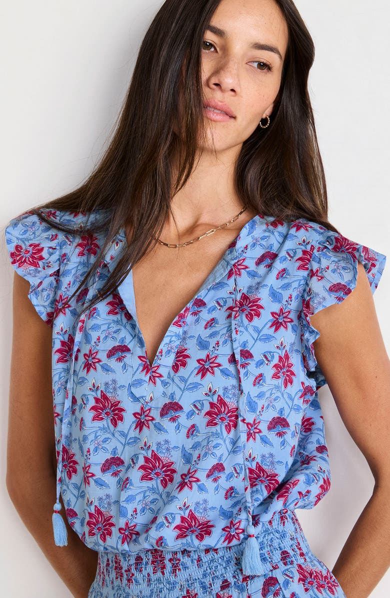 vineyard vines Julie Sleeveless Smocked Minidress, Alternate, color, Floral Serenity Blue