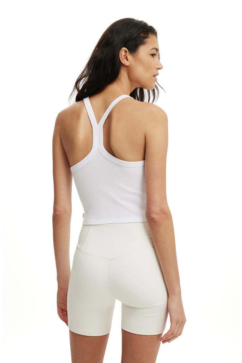 Women's Active Rib T-Bar Cropped Tank, Alternate, color, White