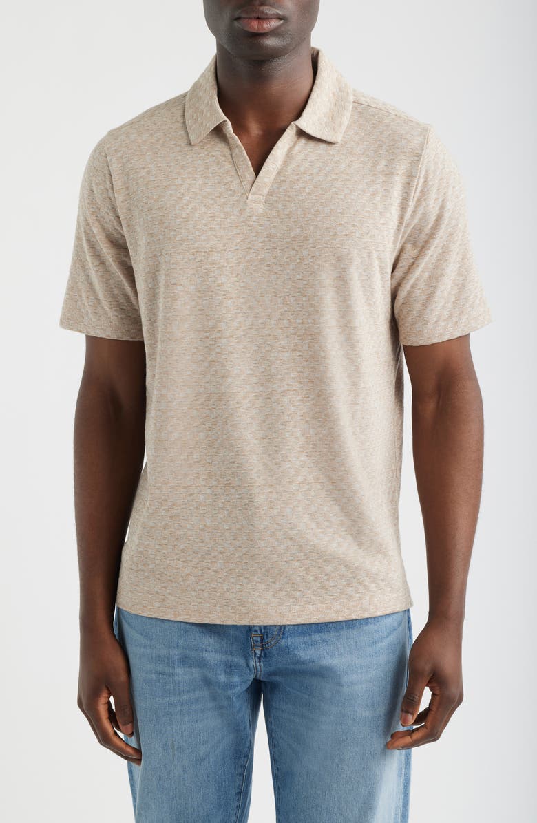 Johnston & Murphy Basketweave Johnny Collar Polo, Main, color, Tan