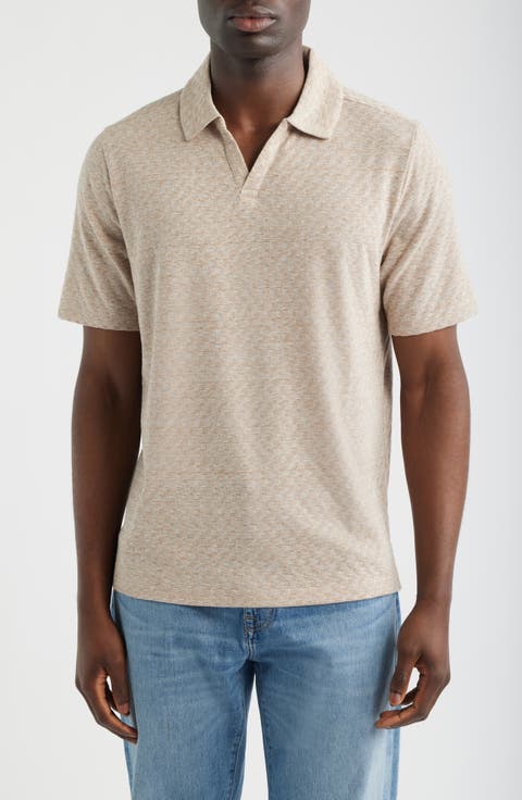 Basketweave Johnny Collar Polo