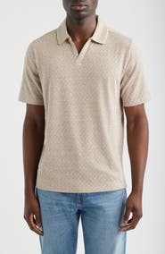 Johnston & Murphy Basketweave Johnny Collar Polo