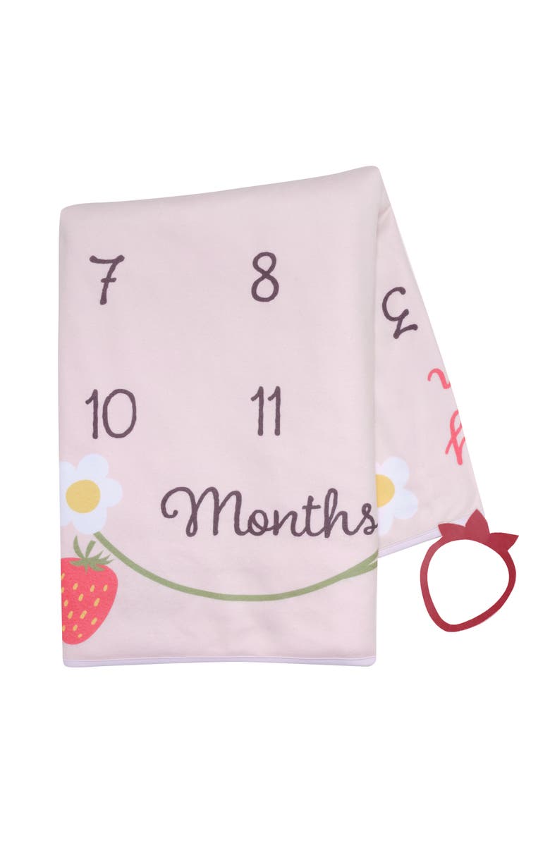 Lambs & Ivy Strawberry Patch Milestone Photo Opportunity Fleece Baby Blanket, Alternate, color, Pink