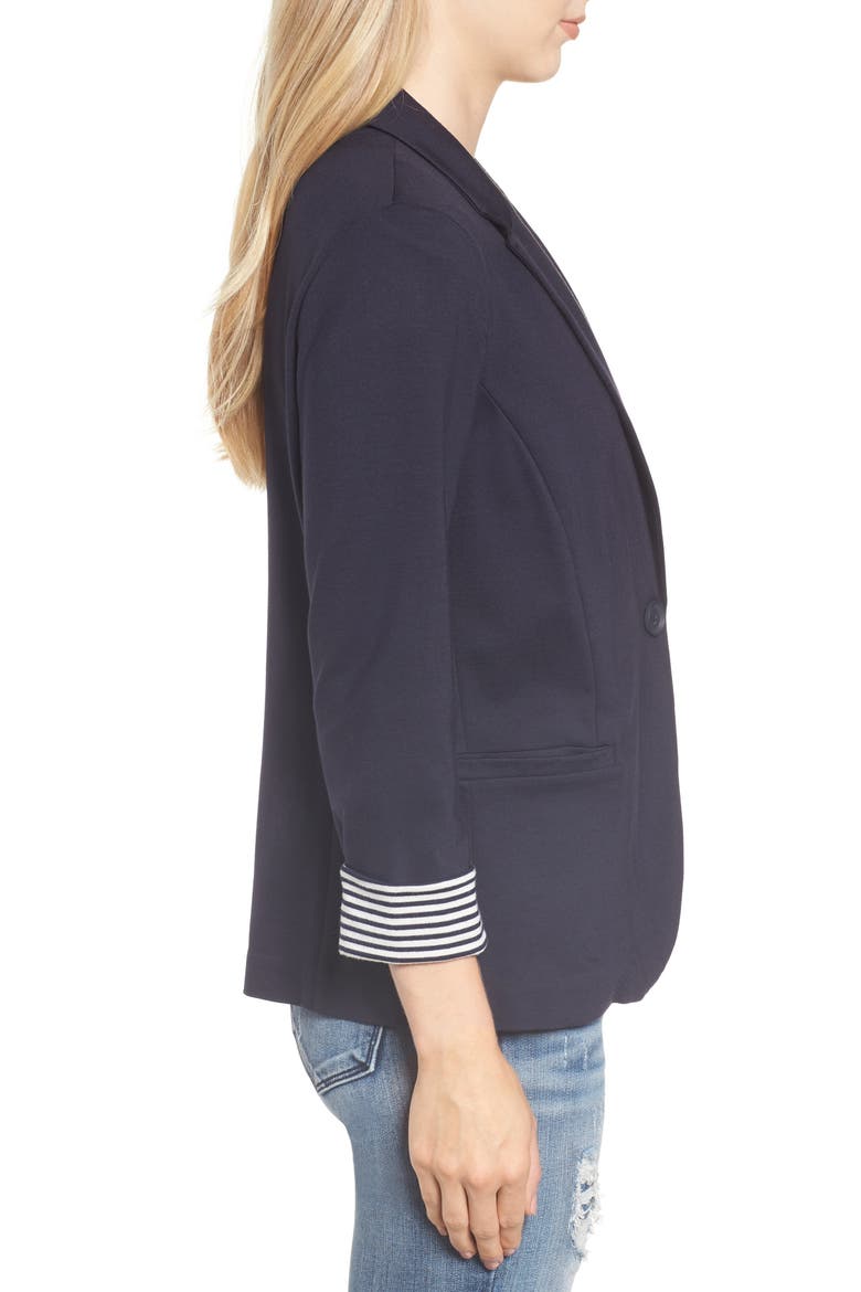 Gibson Roll Sleeve Knit Blazer, Alternate, color, NAVY