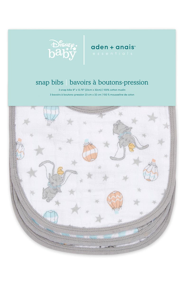aden + anais ADEN AND ANAIS Disney Dumbo Snap Bibs - Pack of 3, Main, color,