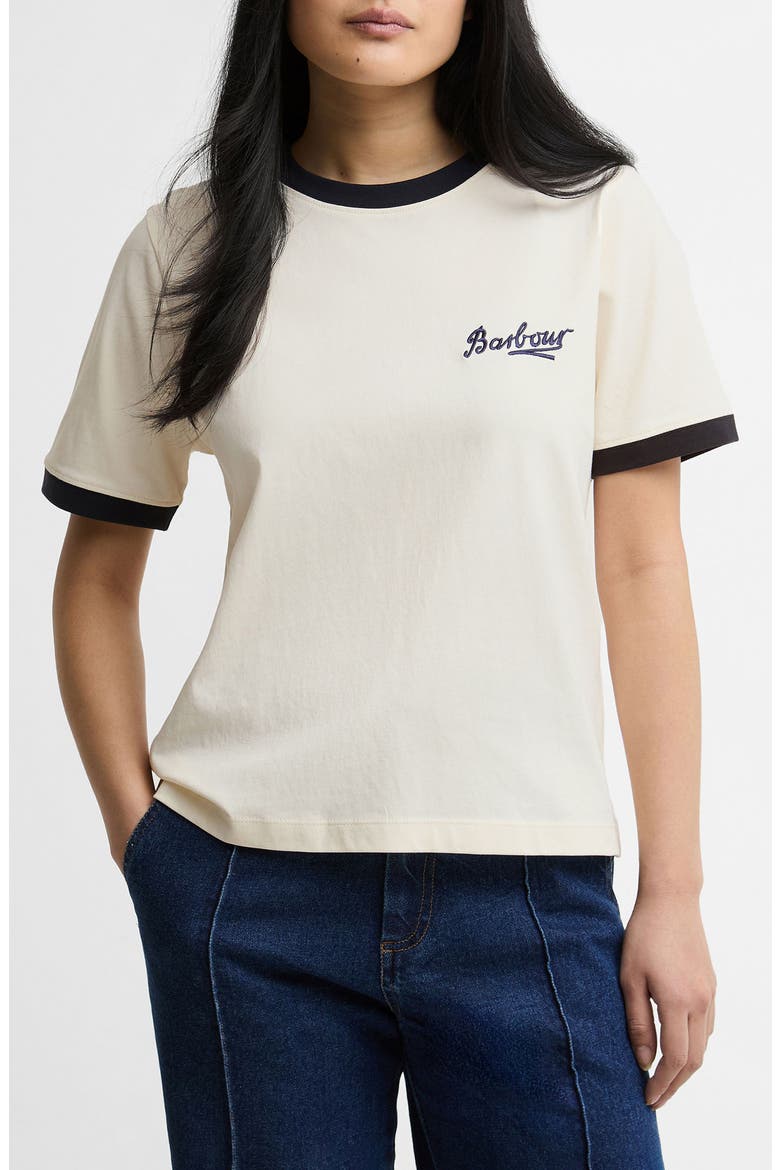 Madeline Cotton Ringer T-Shirt, Main, color, ORGINAL ECRU/ DARK NAVY