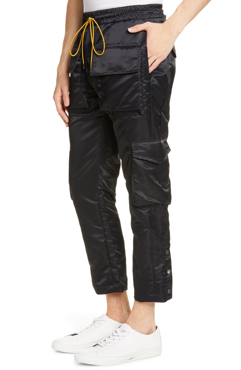 Rhude Cropped Satin Cargo Pants, Alternate, color, 