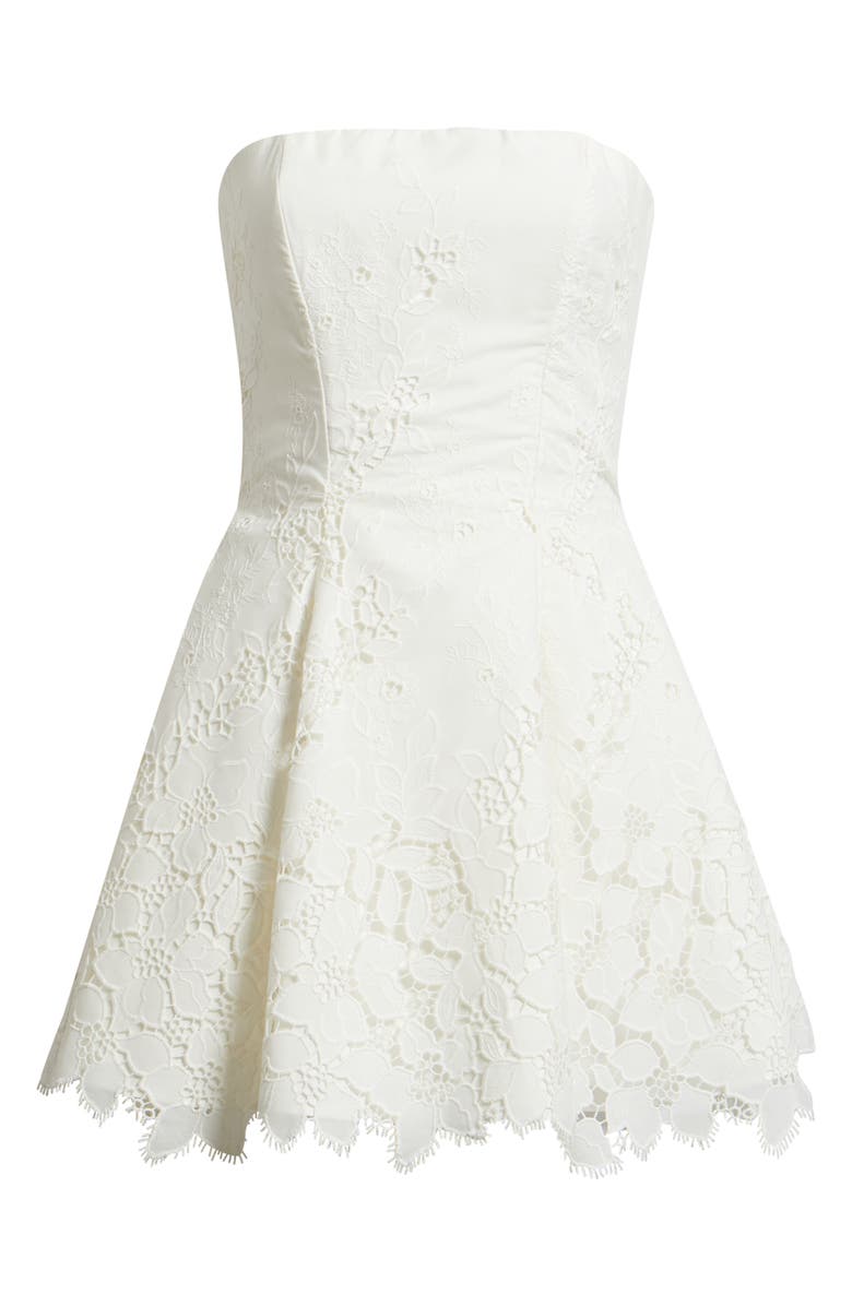 HOUSE OF CB Jemma Strapless Broderie Dress, Main, color, White