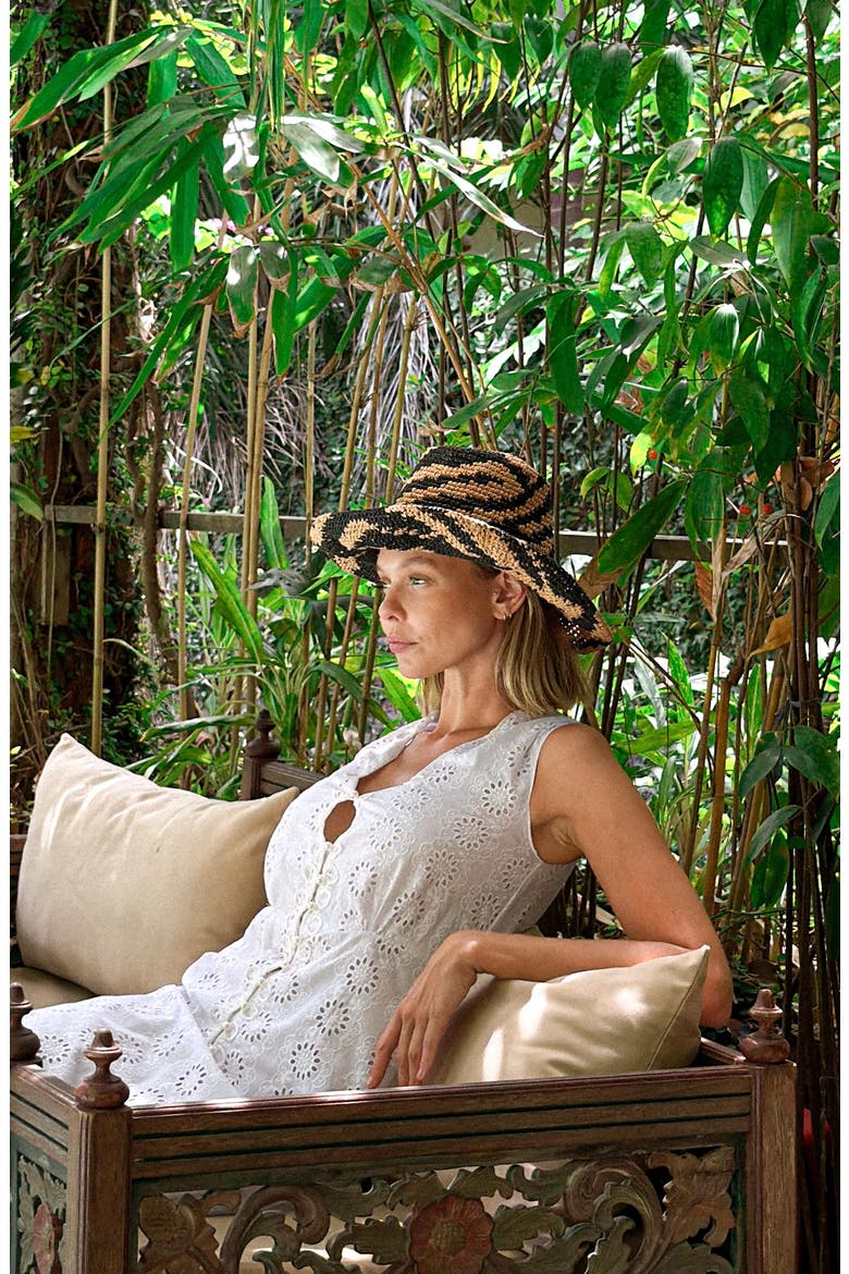 The Zenda Wide Brim Raffia Rancher Hat, Alternate, color, Black