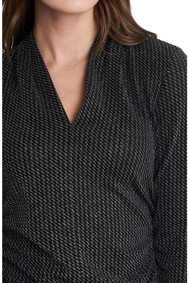 Metallic V-Neck Sweater, Alternate, color, RICH BLACK