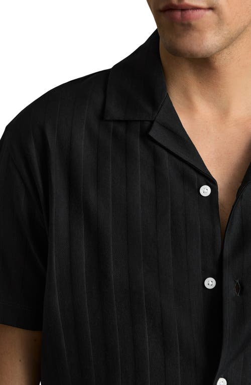 Reiss Mens Sampson Camp-collar Cotton Shirt Black In Black
