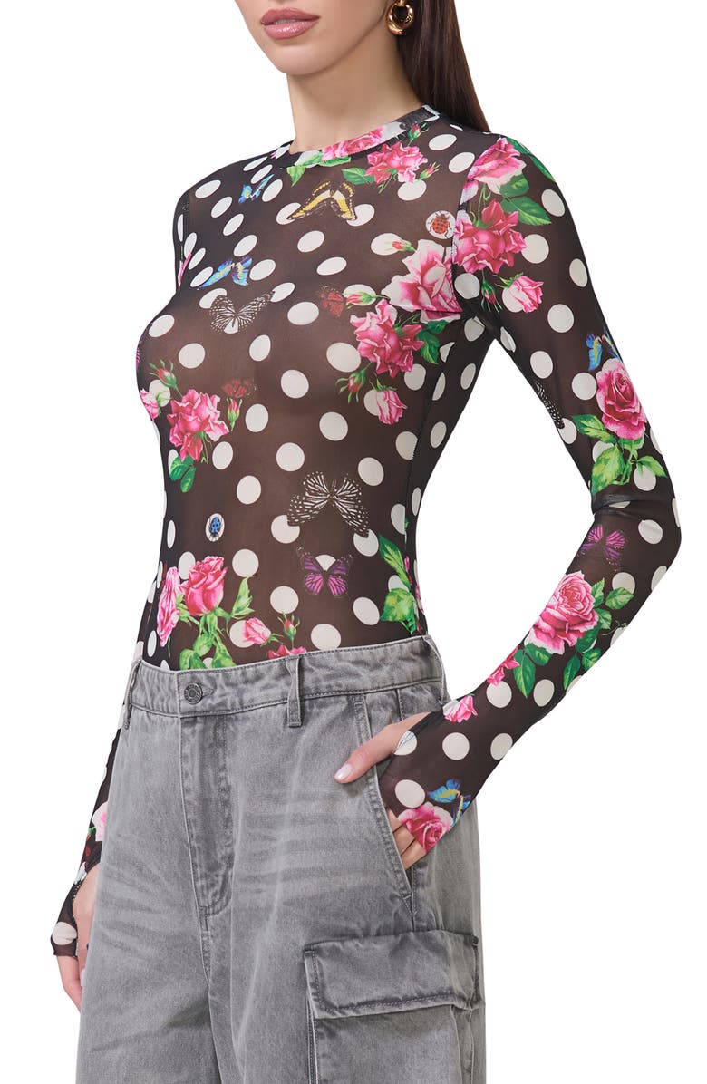 AFRM Kaylee Print Sheer Mesh Top, Alternate, color,