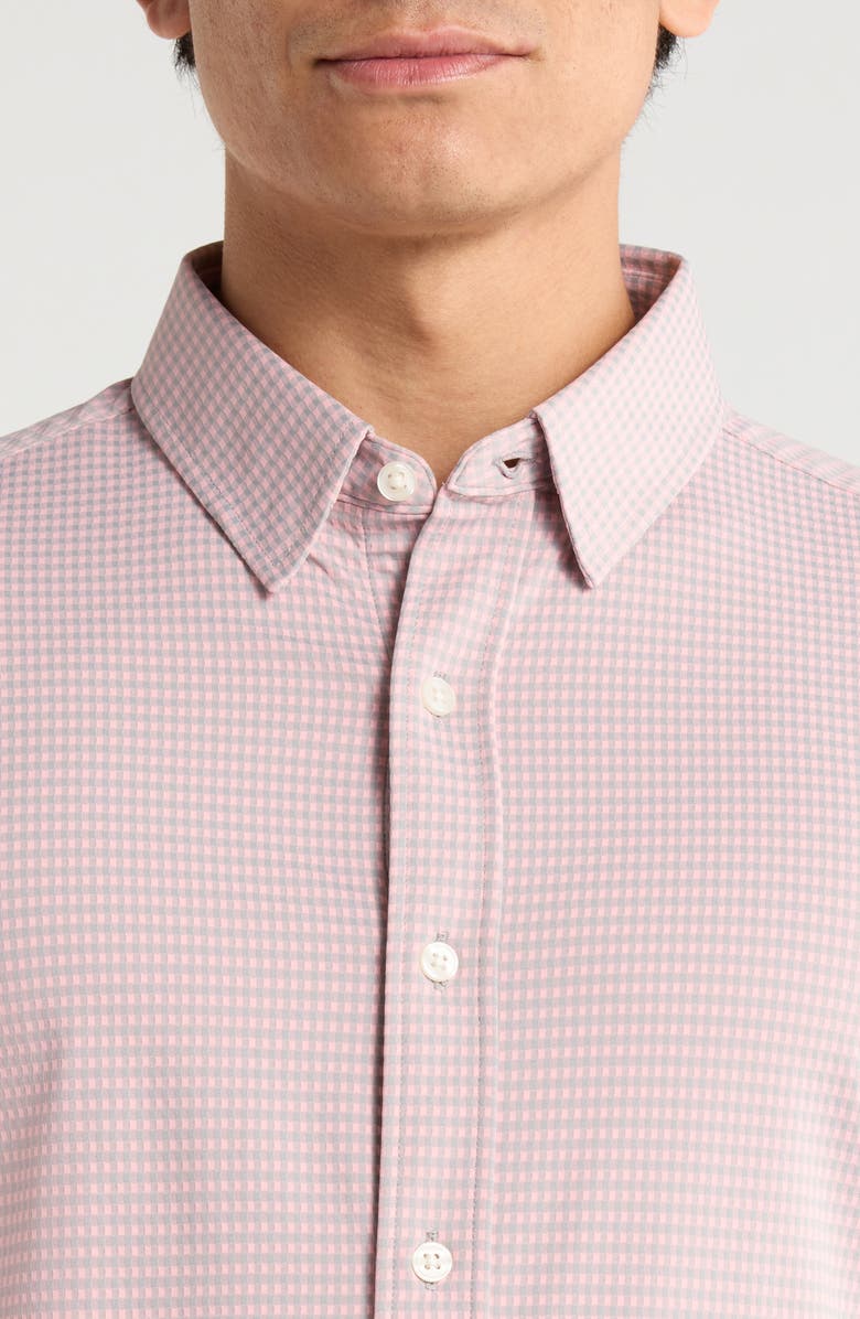 Rhone Commuter Slim Fit Gingham Check Performance Button-Up Shirt, Alternate, color, Pink/ Sleet Gray Gingham