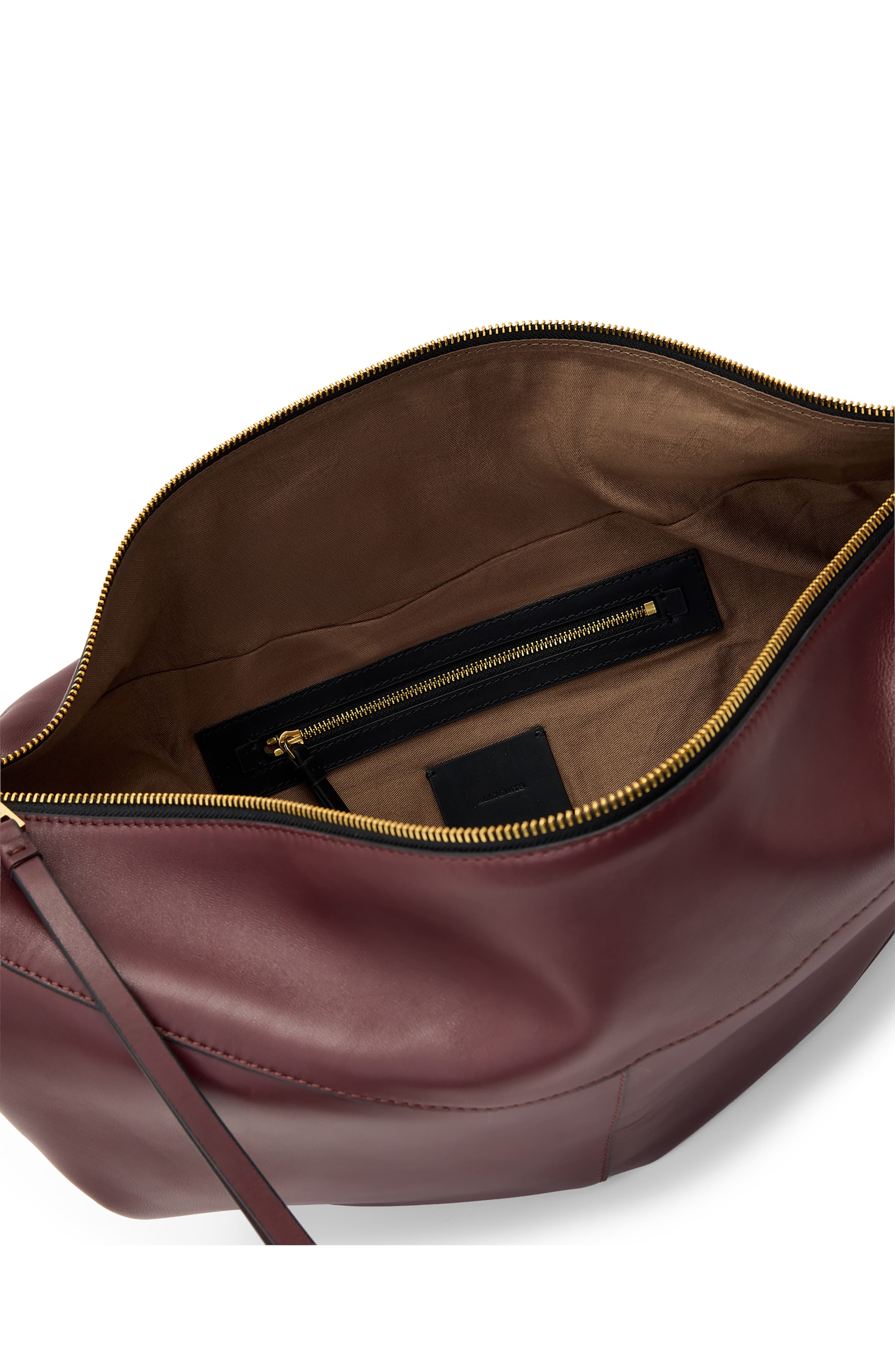 Luna Leather Shoulder Bag, Alternate, color, DARK RED