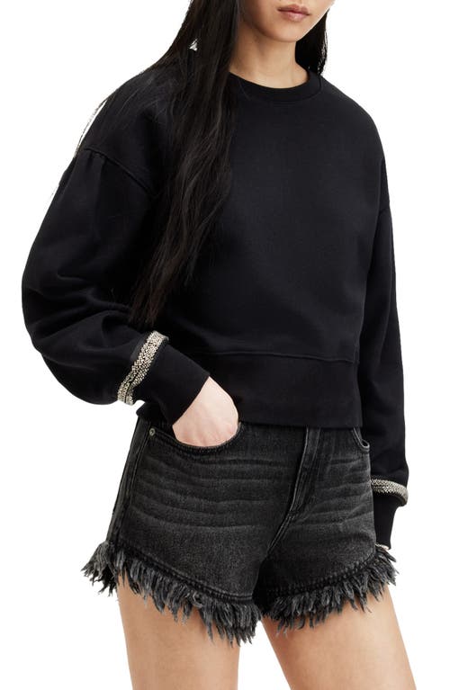 Allsaints Robin Beaded Embellished Sweatshirt In Black