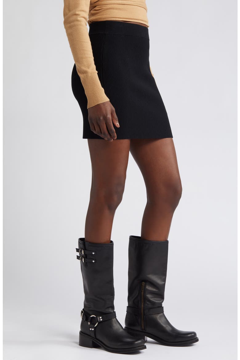 Rib Sweater Skirt, Alternate, color, BLACK