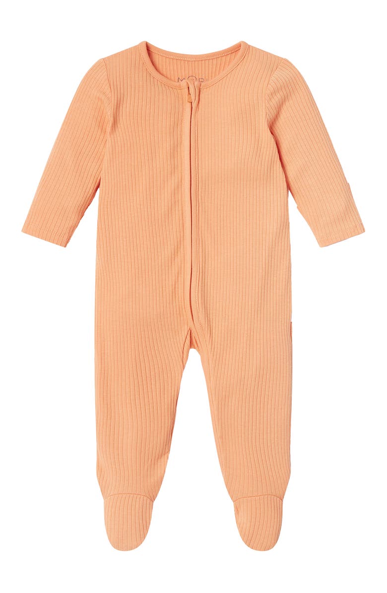 MORI Ribbed Two Way Zip-Up Sleepsuit, Main, color, Orange