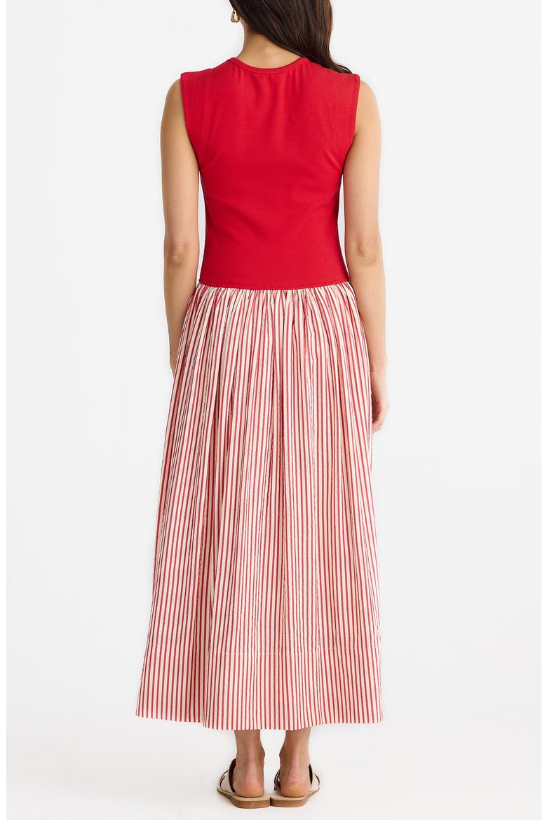 Daphne Stripe Skirt Maxi Dress, Alternate, color, WHITE W RED STRIPE