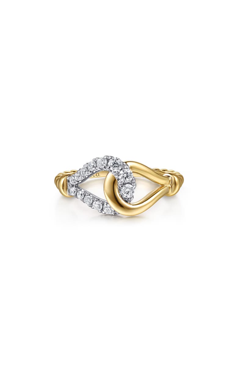 Gabriel & Co. Bujukan Strides Stirrup Two-Tone 14K Gold & Diamond Ring, Alternate, color, Two Tone