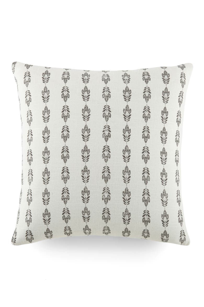 Folk Leaves Cotton Throw Pillow, Main, color, GRAY