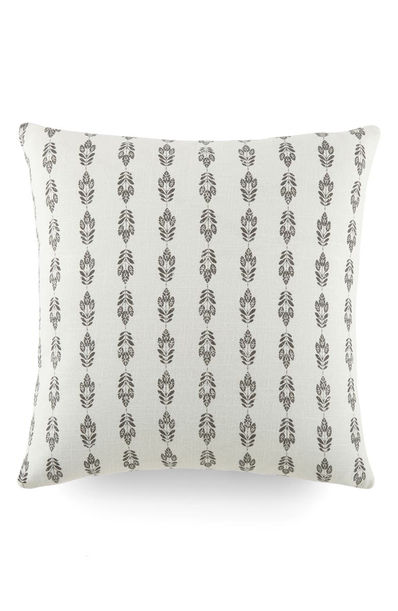 HOMESPUN Folk Leaves Cotton Throw Pillow, Main, color, Gray