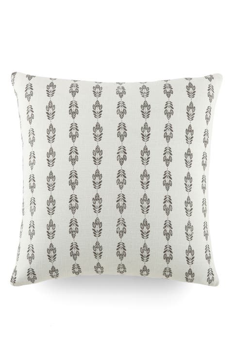 Folk Leaves Cotton Throw Pillow