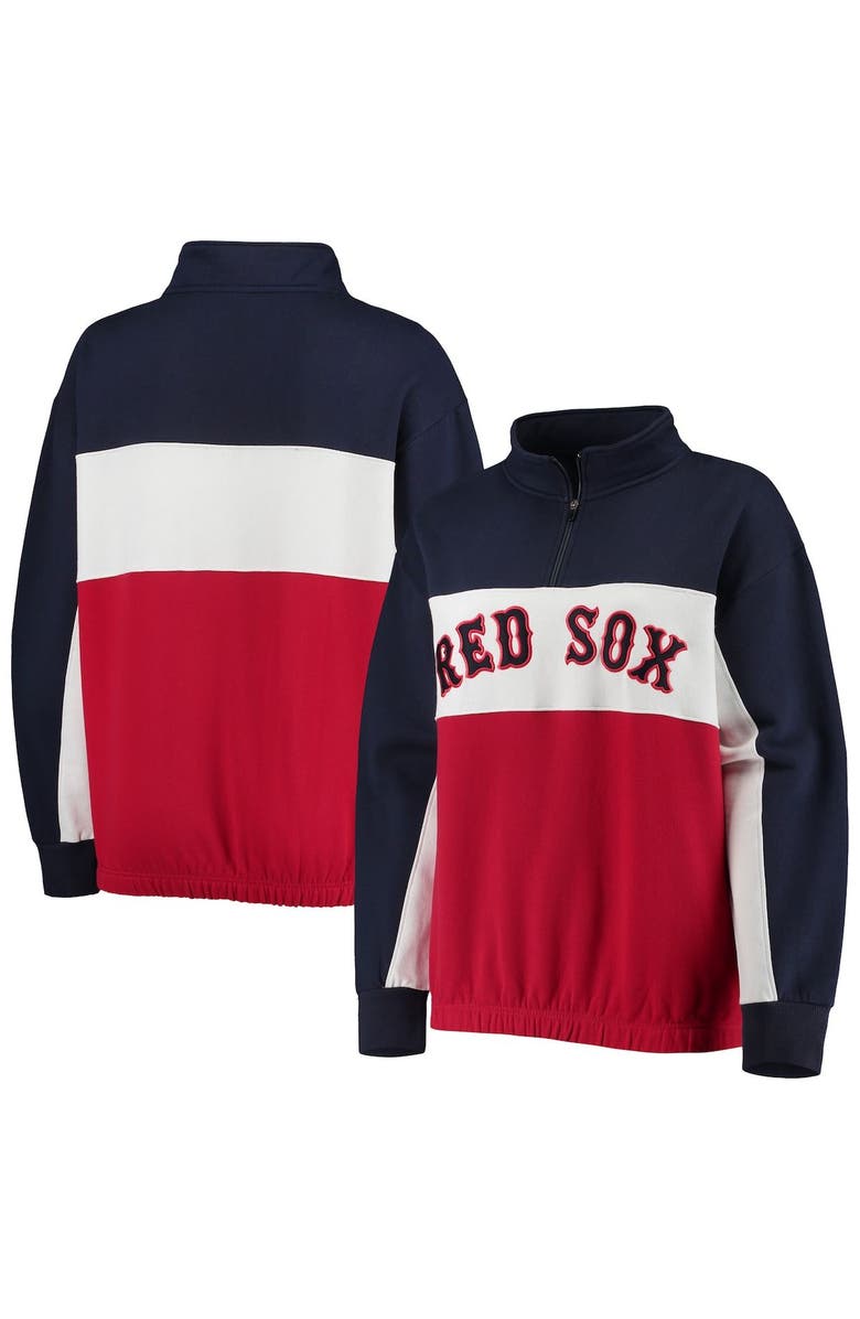 FANATICS Women's Fanatics Branded Navy/Red Boston Red Sox Plus Size Colorblock Quarter-Zip Sweatshirt, Main, color,
