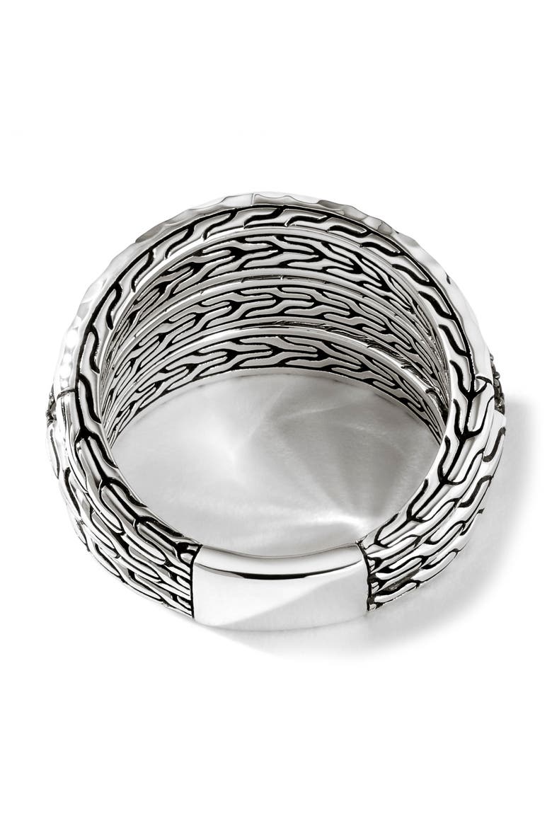 Classic Chain Hammered 3-Row Ring, Alternate, color, BLACK