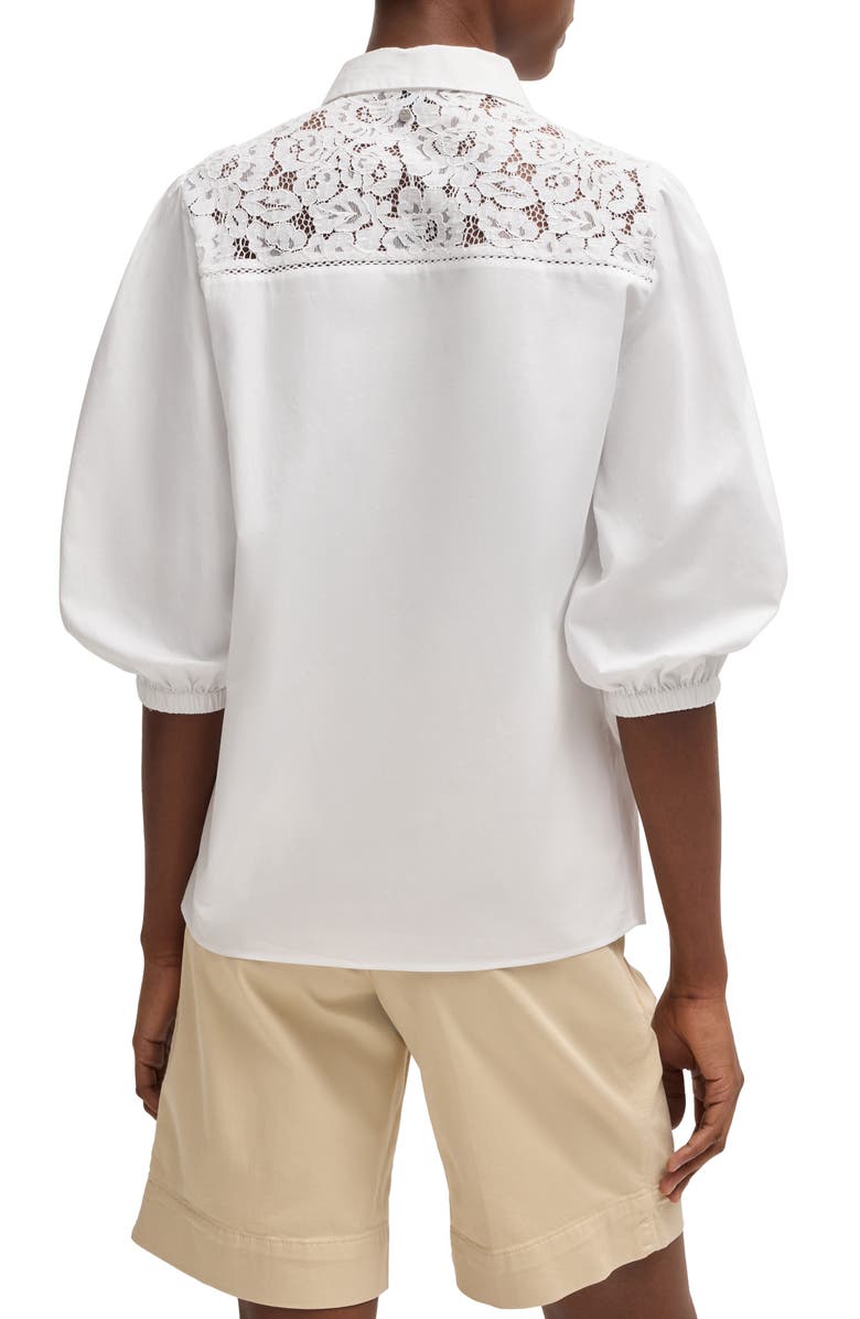 BOSS Orange Brenda Cotton Button-Up Shirt, Alternate, color, White